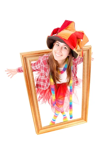 Girl dressed as  clown — Stock Photo, Image