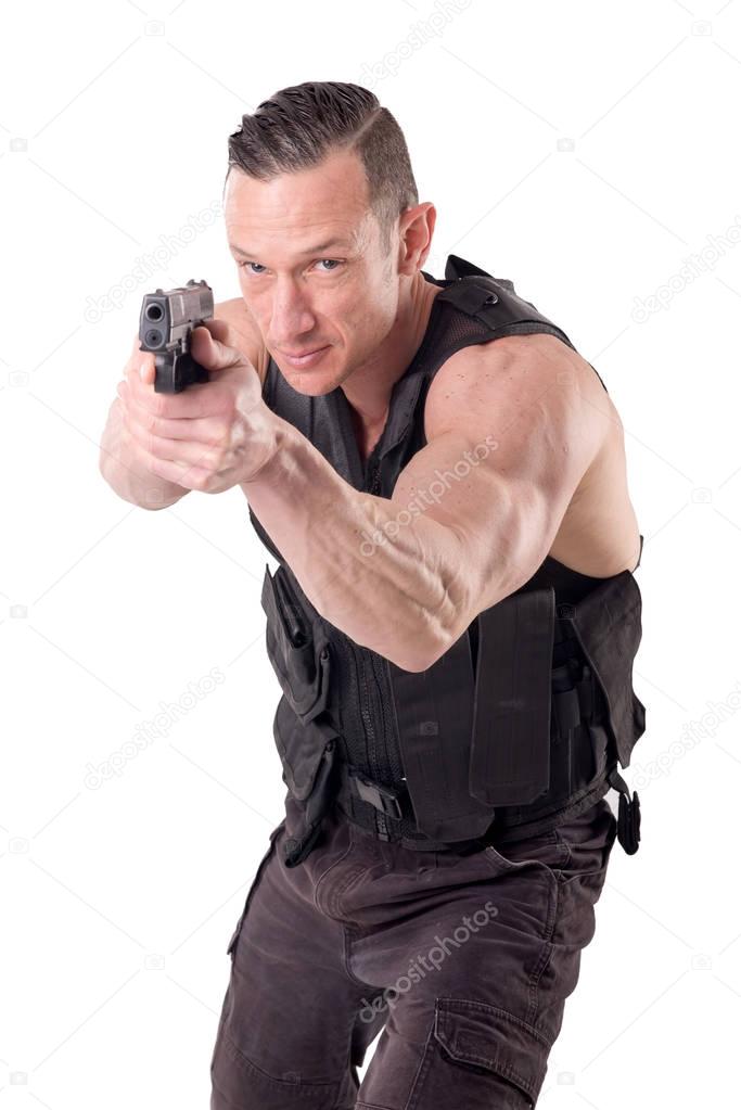 tactical law enforcer posing 