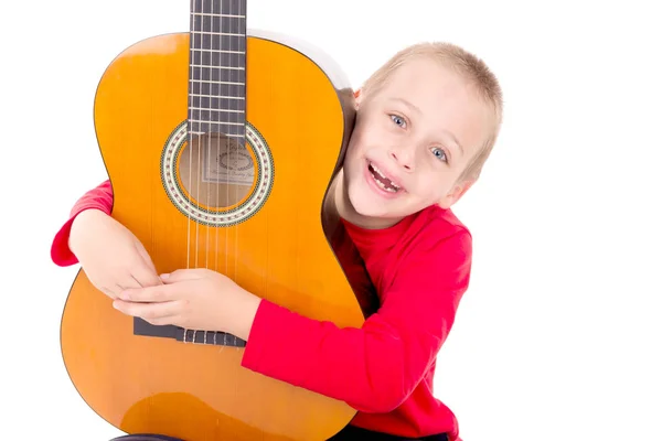 Petit garçon avec guitare — Photo