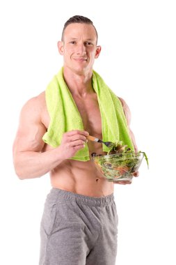 Kaslı adam holding kase