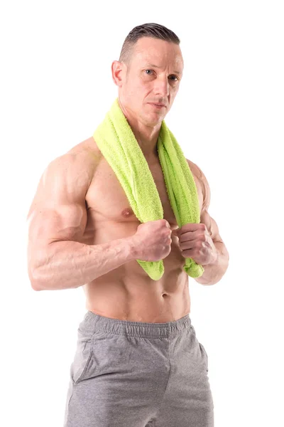 Fitness instructor with towel — Stock Photo, Image