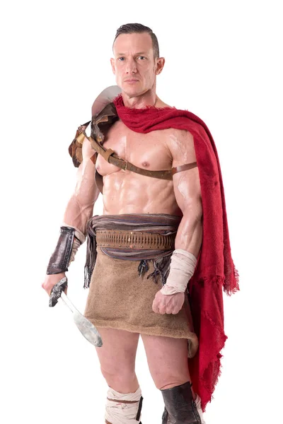 Uomo in armatura gladiatore — Foto Stock