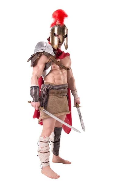 Człowiek w zbroi gladiator — Zdjęcie stockowe