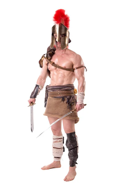 Człowiek w zbroi gladiator — Zdjęcie stockowe