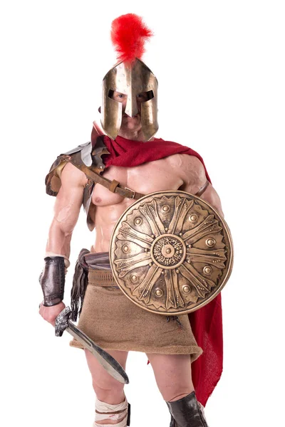 Homem de armadura gladiadora — Fotografia de Stock