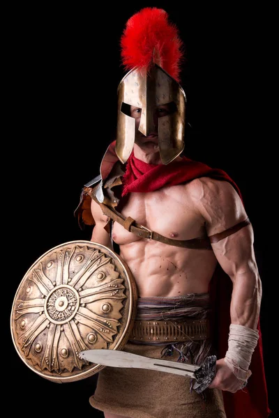 Człowiek w zbroi gladiator — Zdjęcie stockowe