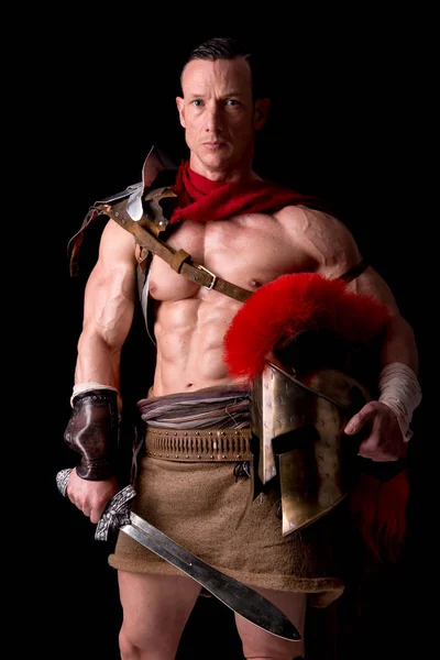 Mannen i gladiator rustning — Stockfoto