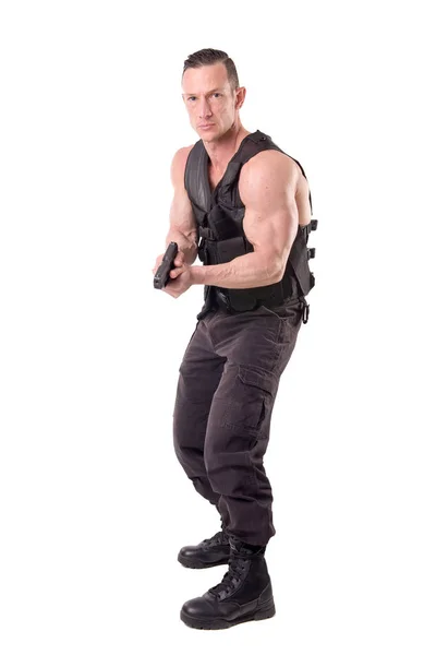 Law enforcer with gun — Stock Photo, Image