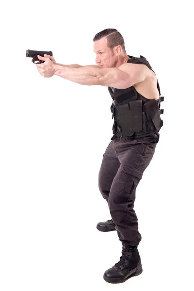 Law enforcer with gun — Stock Photo, Image