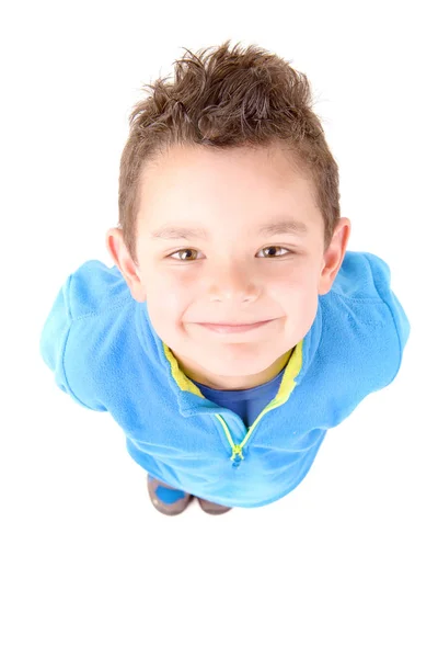 Vrolijke jongen in het blauw hoody — Stockfoto