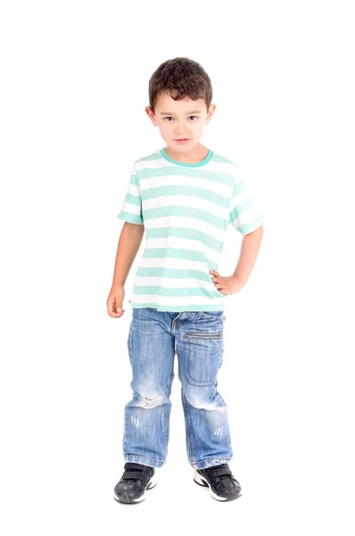 Kleine jongen in blue jeans — Stockfoto