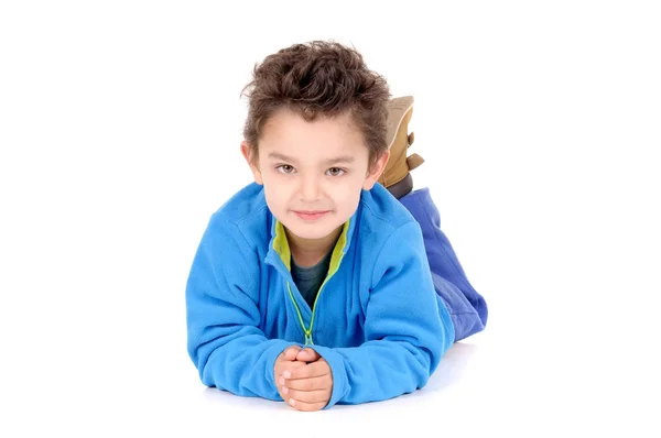 Kleiner Junge in blauer Sportbekleidung — Stockfoto