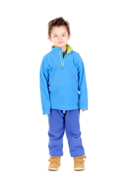 Kleiner Junge in blauer Sportbekleidung — Stockfoto