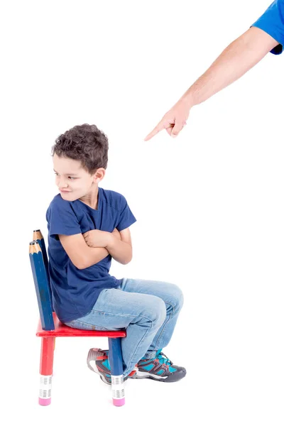 Person punishing little boy — Stock Photo, Image