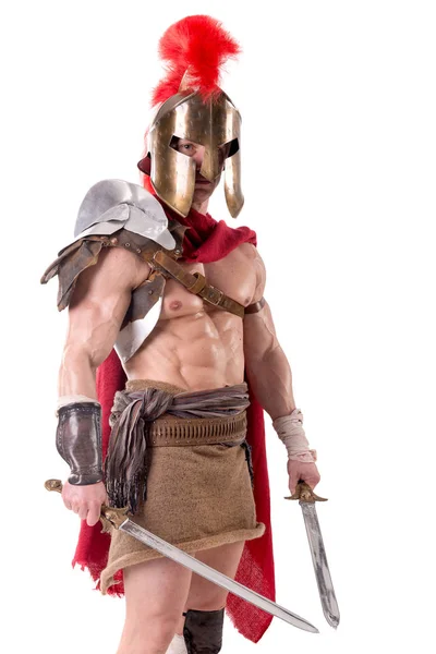 Uomo in armatura gladiatore — Foto Stock