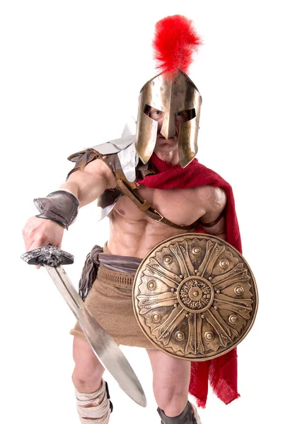 Mannen i gladiator rustning — Stockfoto