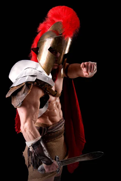 Mannen i gladiator rustning — Stockfoto