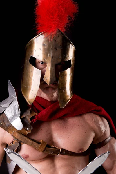 Mannen i gladiator rustning — Stockfoto