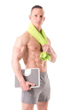 kaslı adam izole beyaz poz uygun