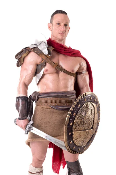 Homme en armure de gladiateur — Photo