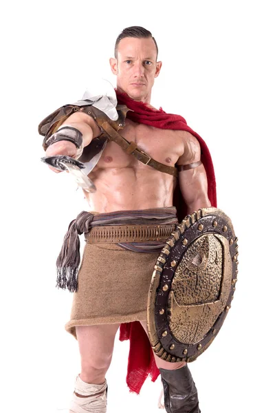 Uomo in armatura gladiatore — Foto Stock