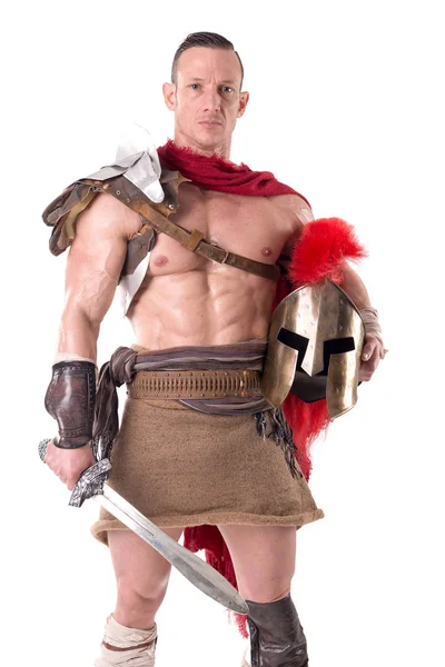 Homme en armure de gladiateur — Photo