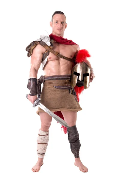 Homme en armure de gladiateur — Photo