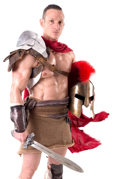 Man in gladiator armor — Stock Photo, Image