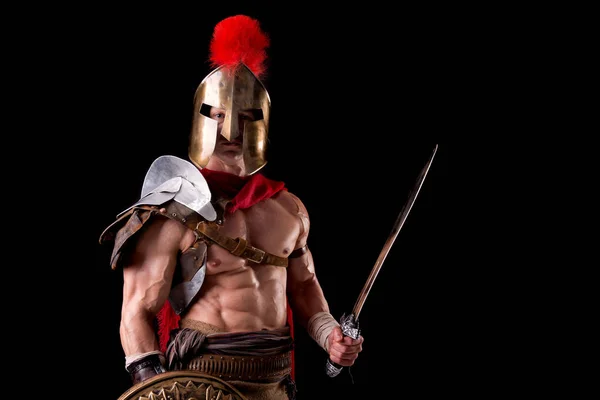 Mannen i gladiator rustning — Stockfoto