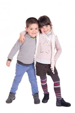 küçük beyaz izole poz çocuklar