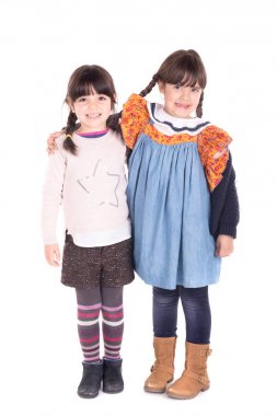 küçük beyaz izole poz çocuklar