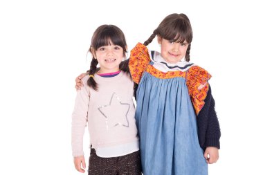 küçük beyaz izole poz çocuklar