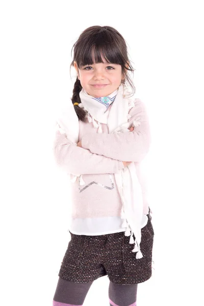 Niña posando aislada en blanco — Foto de Stock