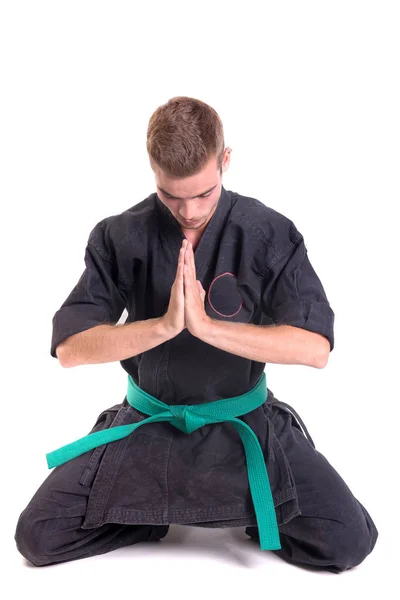 Karate vechter poseren — Stockfoto