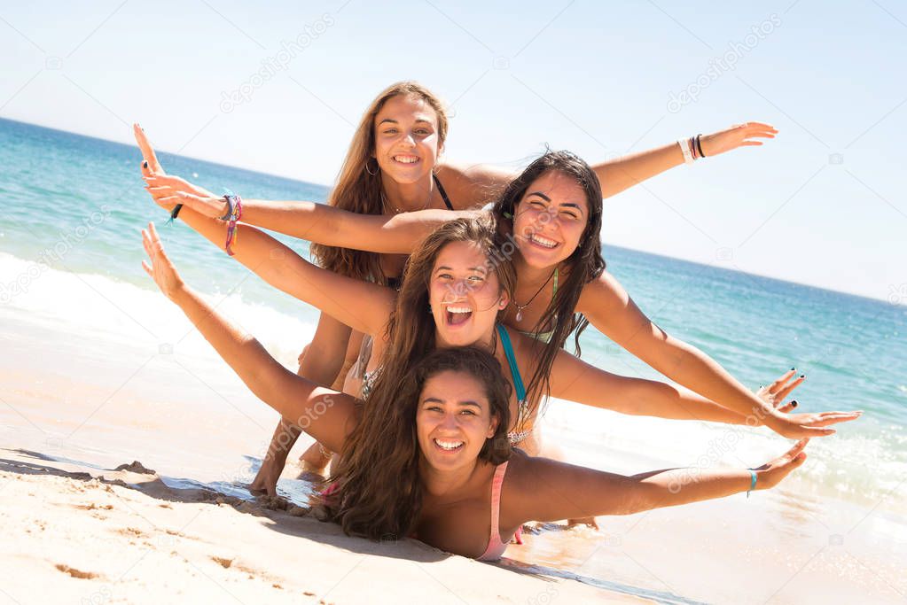 group of friends at the beach