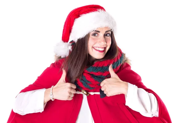 Beautiful young girl with christmas hat — Stock Photo, Image