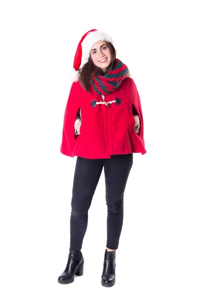 Bela menina com chapéu de Natal — Fotografia de Stock