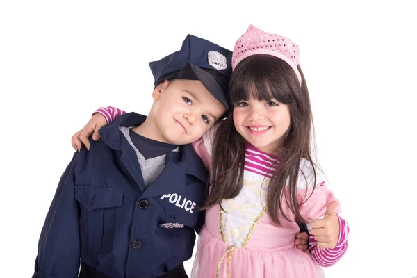 Piccoli Bambini Vestiti Halloween Isolati Sfondo Bianco — Foto Stock