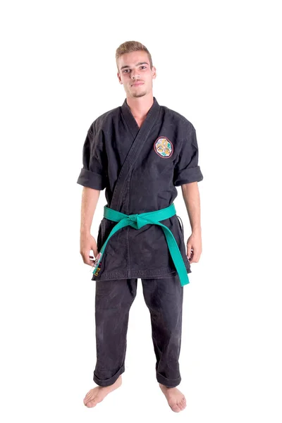 Karate fighter poserar — Stockfoto