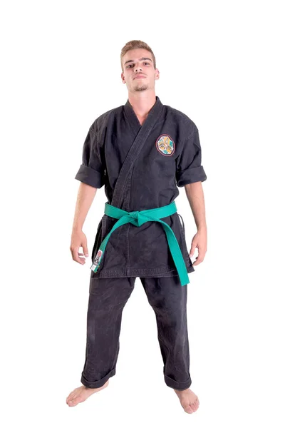 Karate fighter poserar — Stockfoto