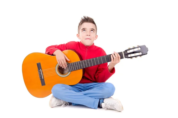 Petit garçon avec guitare — Photo