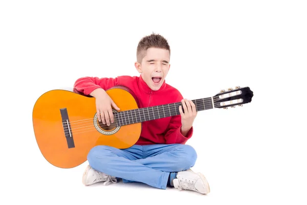 ギターと少年 — ストック写真