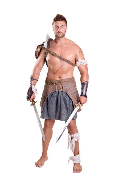 Starker Gladiator posiert — Stockfoto
