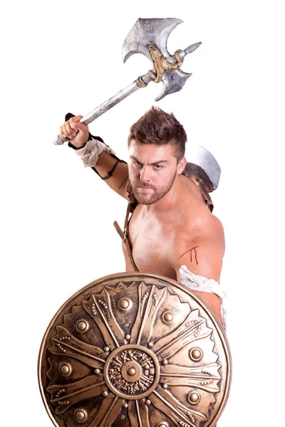 Stark gladiator poserar — Stockfoto