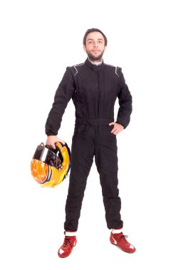 Yarış pilotu yalnız poz veriyor. 