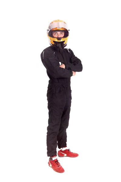 Race Car Pilot Posing Isolated — Stock Photo, Image