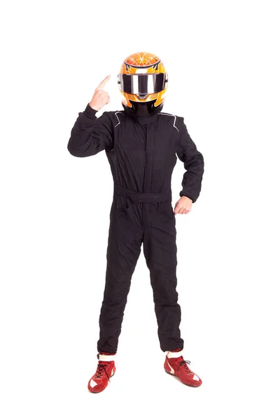 Race Car Pilot Posing Isolated — Stock Photo, Image