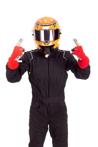 Race Car Pilot Posing Isolated — Stock Photo, Image