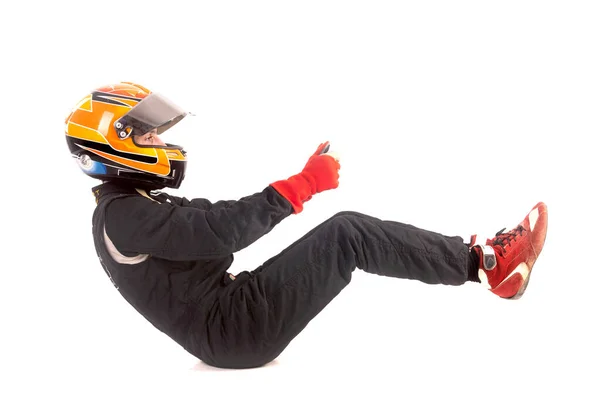 Race Car Pilot Posing Isolated — Stock Photo, Image