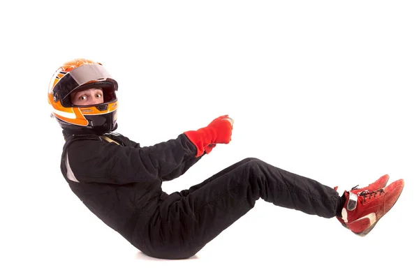 Race Car Pilot Posing Isolated — Stock Photo, Image